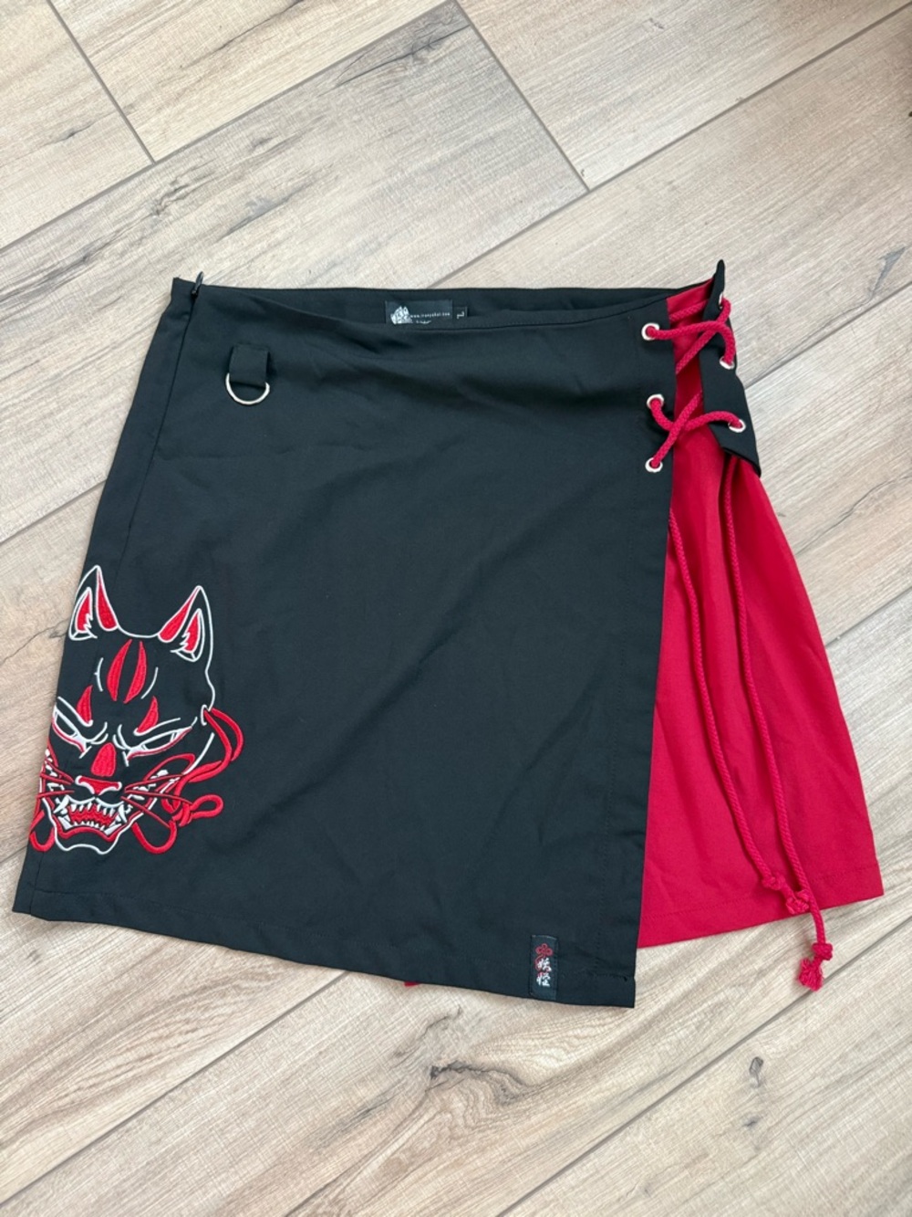 Iron Yokai Ironyokai and Red Kitsune Lace Up Black Skirt Large Xl Demon Cosplay